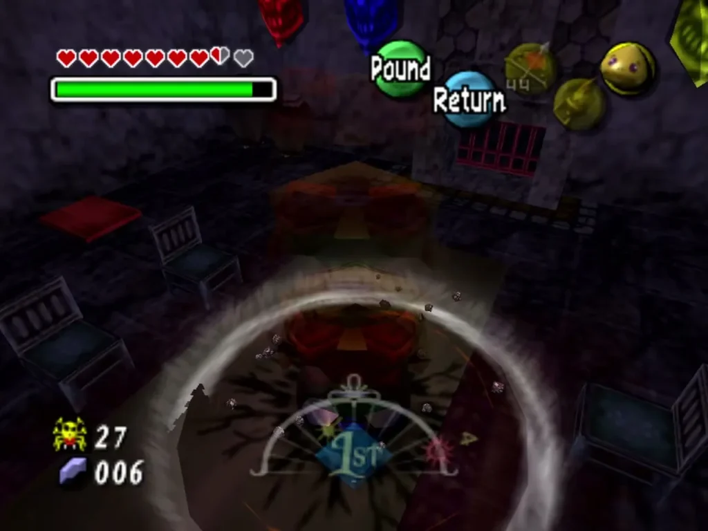 Link as a Goron in the dining room, pounding the floor so a shockwave ripples across the room Link as a Goron in the dining room, pounding the floor so a shockwave ripples across the room