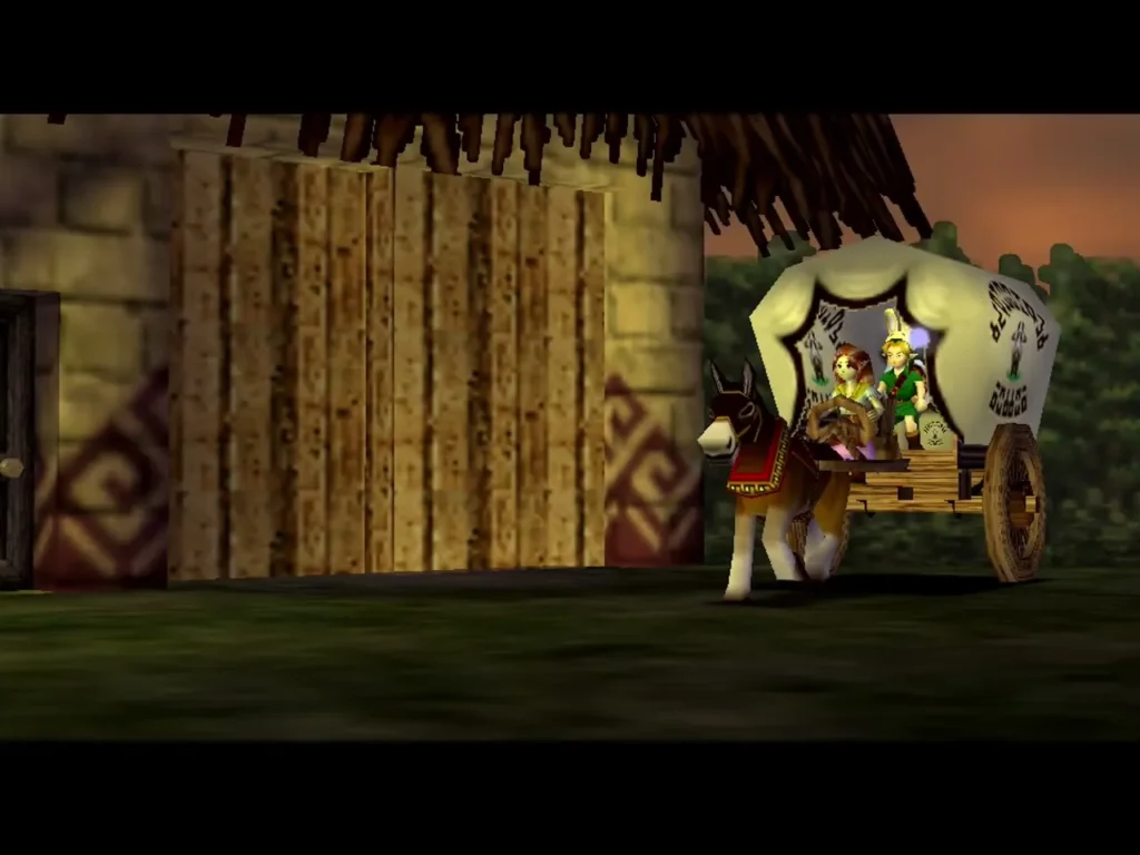 Cremia's milk cart leaving the ranch with Link riding in the back Cremia's milk cart leaving the ranch with Link riding in the back