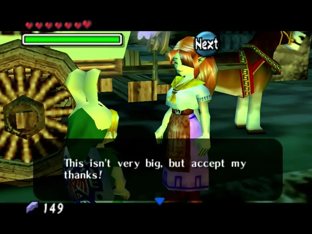 Cremia thanking Link at the ranch after the cart escort, This isn't very big Cremia thanking Link at the ranch after the cart escort, This isn't very big