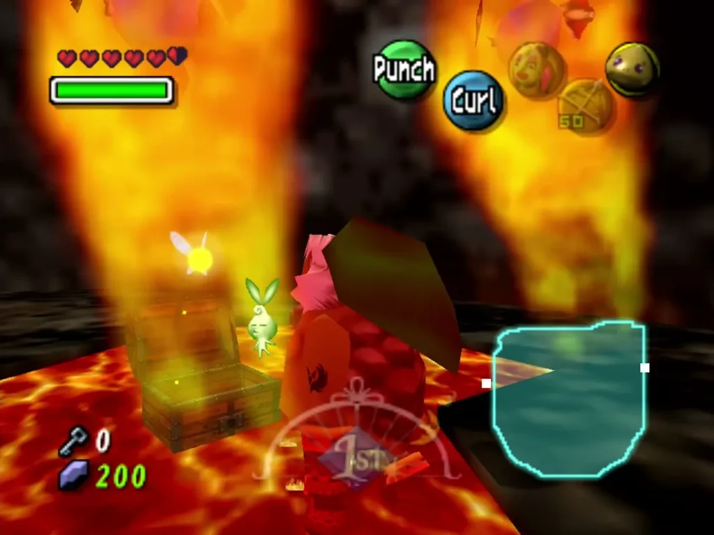 Goron Link beside a chest on the lava floor with a fairy glowing above it Goron Link beside a chest on the lava floor with a fairy glowing above it