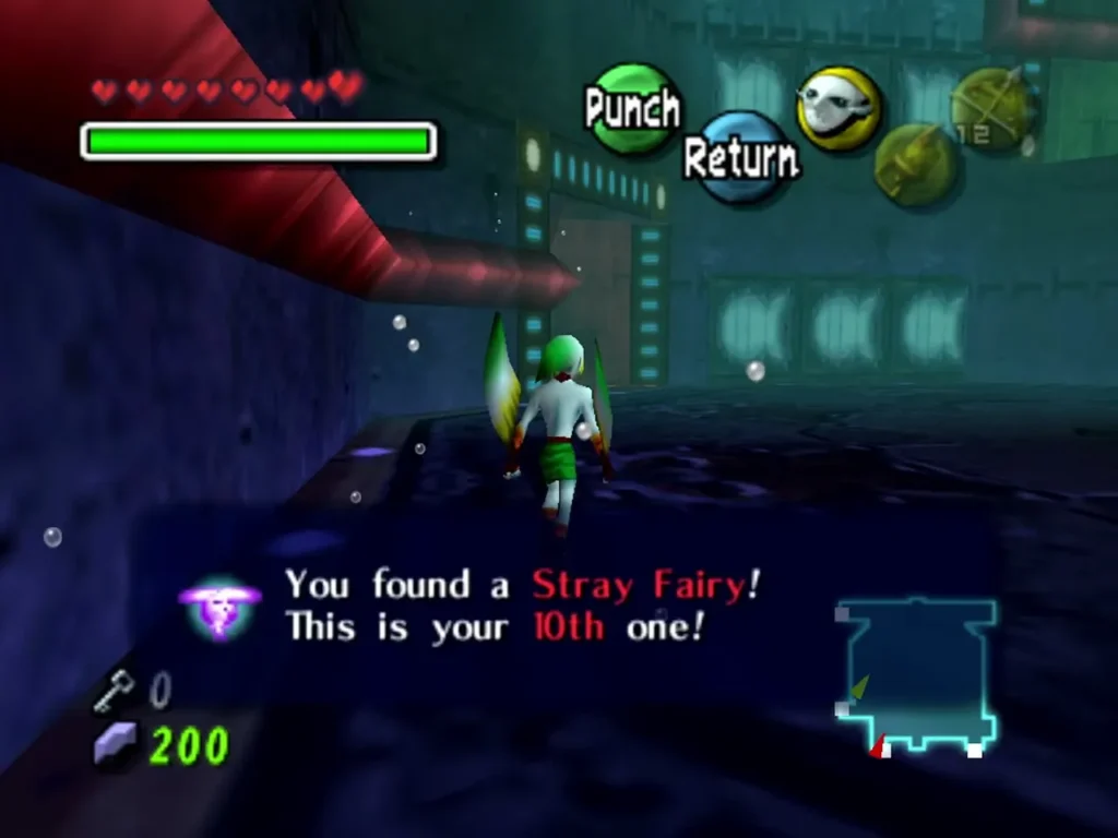 Zora Link beside a red pipe in Great Bay Temple as the box says it is his tenth Stray Fairy Zora Link beside a red pipe in Great Bay Temple as the box says it is his tenth Stray Fairy