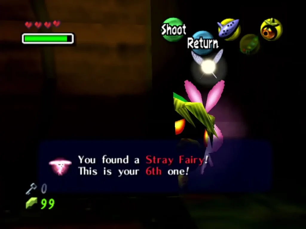 Hylian Link in the dark room with the box confirming a Stray Fairy was found Hylian Link in the dark room with the box confirming a Stray Fairy was found