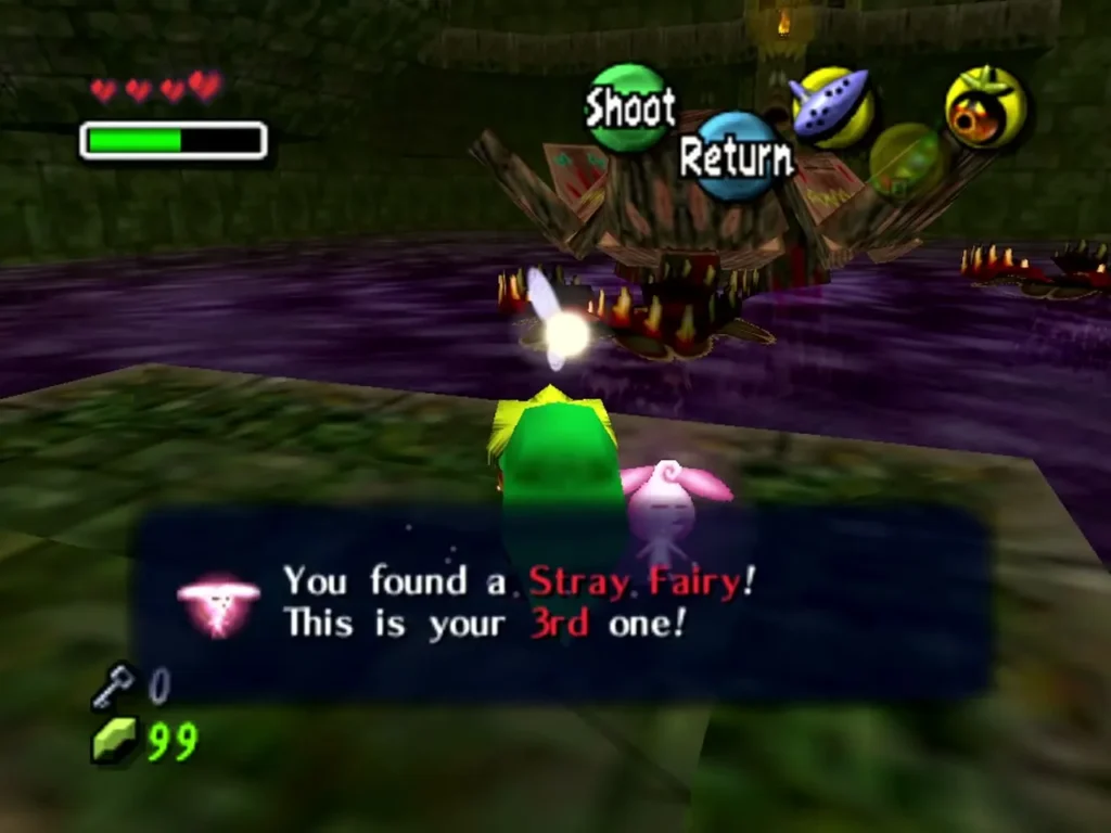Hylian Link in the poison-water chamber with the box confirming a Stray Fairy was found Hylian Link in the poison-water chamber with the box confirming a Stray Fairy was found