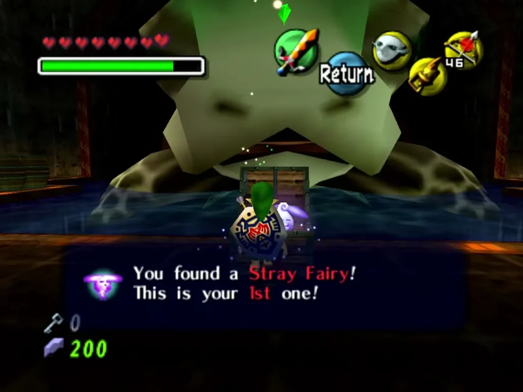 Link opens the torch chest and the box confirms a Stray Fairy was found Link opens the torch chest and the box confirms a Stray Fairy was found