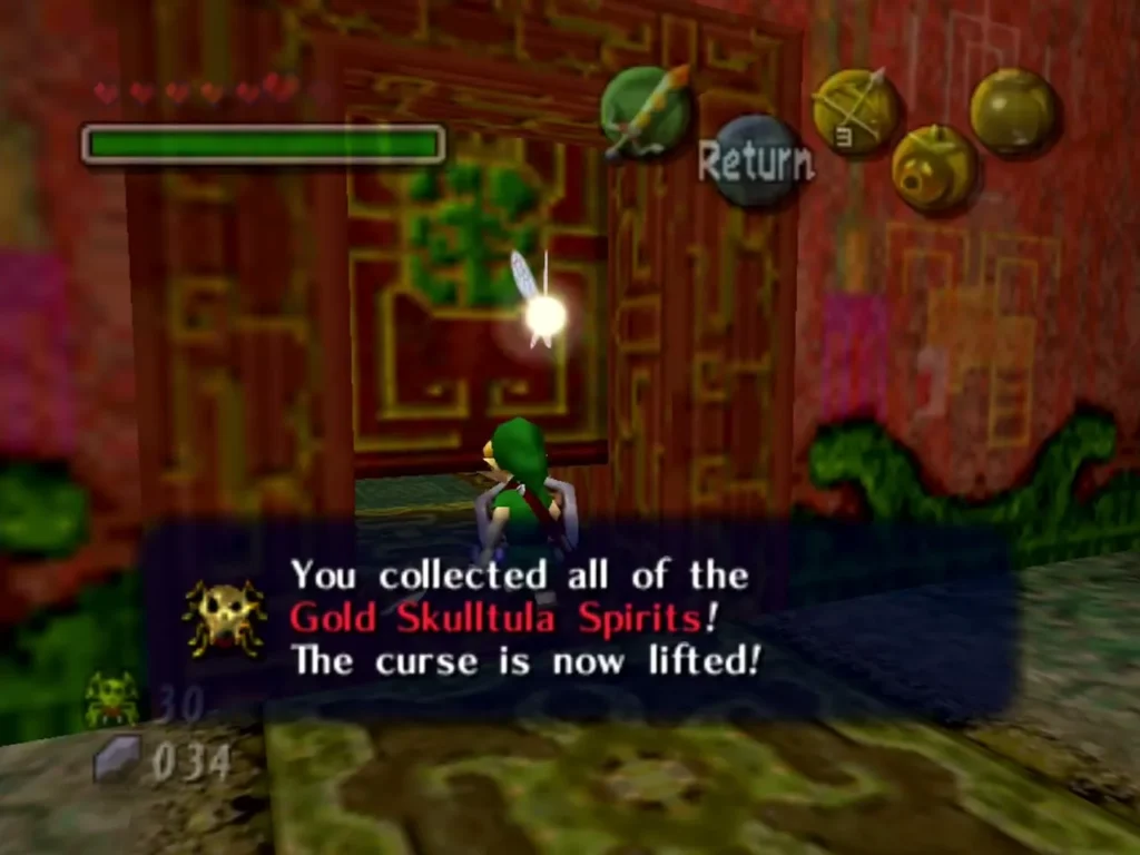 Link in the spider house after the thirtieth spirit, the message that the curse is now lifted Link in the spider house after the thirtieth spirit, the message that the curse is now lifted