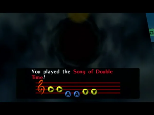 The box reads You played the Song of Double Time with its six ocarina notes below The box reads You played the Song of Double Time with its six ocarina notes below