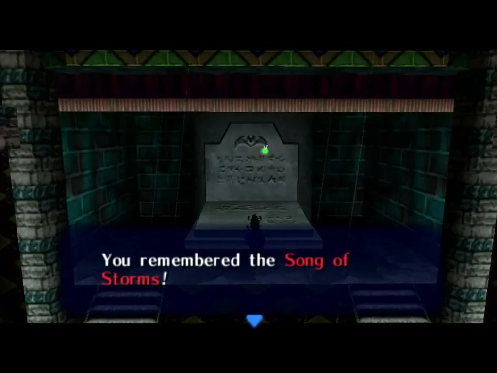 The grave in Ikana as the box says Link remembered the Song of Storms The grave in Ikana as the box says Link remembered the Song of Storms