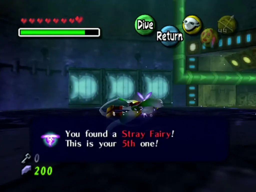 Zora Link in the vortex room with the notice reporting the fifth Stray Fairy found Zora Link in the vortex room with the notice reporting the fifth Stray Fairy found