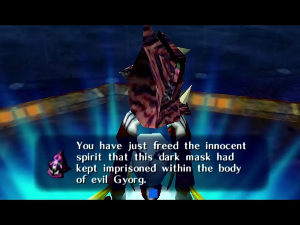 Text box explaining that the innocent spirit was freed from the body of evil Gyorg Text box explaining that the innocent spirit was freed from the body of evil Gyorg