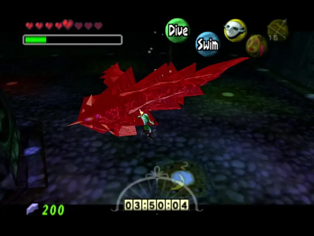 Gyorg flashes red as Zora Link attacks it in the arena pool Gyorg flashes red as Zora Link attacks it in the arena pool