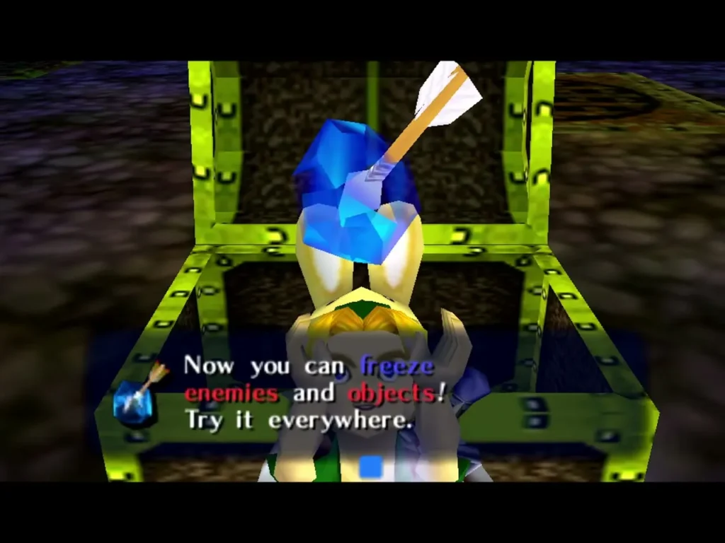 Ice Arrow message box fully typed, saying you can now freeze enemies and objects Ice Arrow message box fully typed, saying you can now freeze enemies and objects
