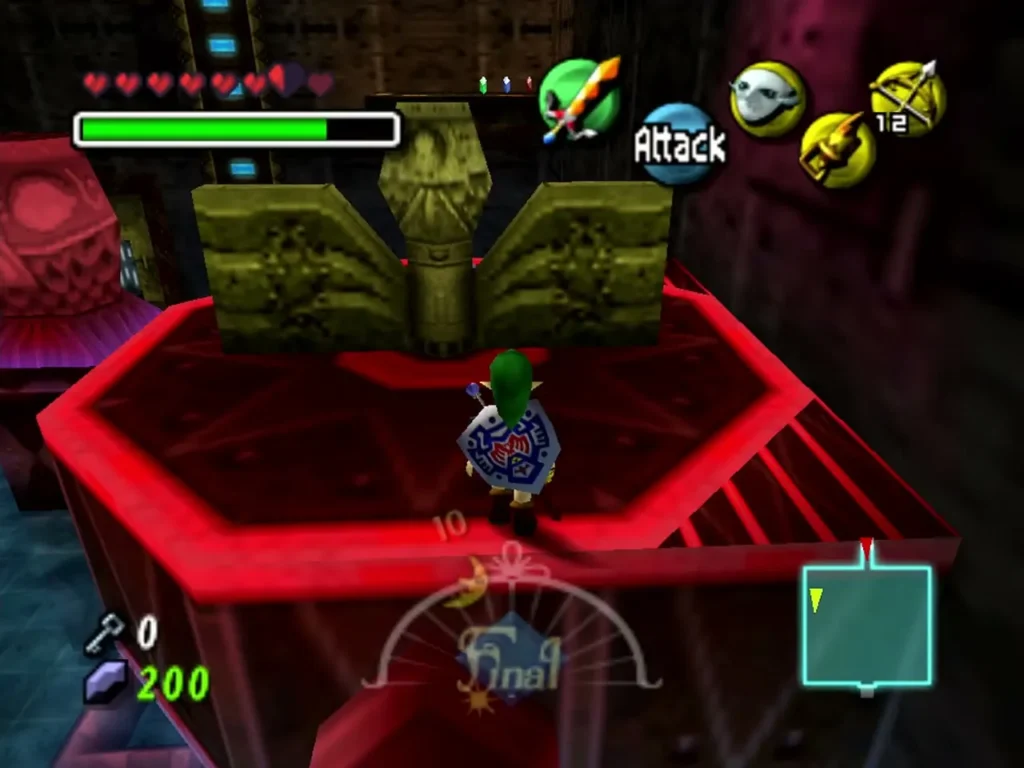 Link on the red octagonal spigot platform with its winged statue Link on the red octagonal spigot platform with its winged statue