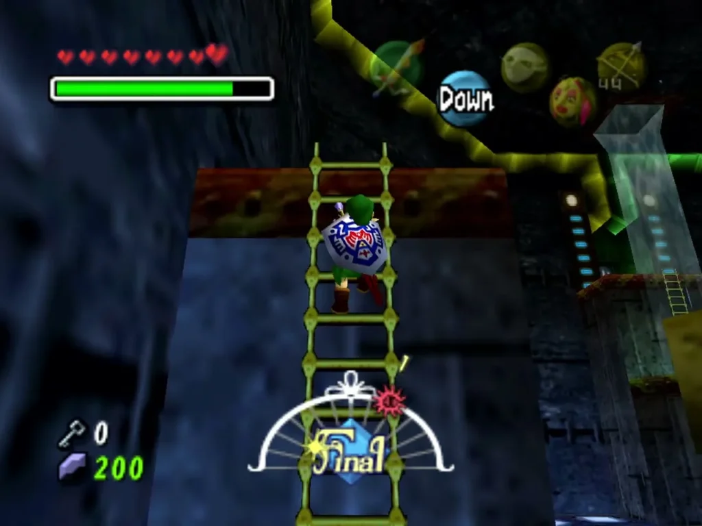 Link climbing a ladder in the spout chamber of Great Bay Temple Link climbing a ladder in the spout chamber of Great Bay Temple