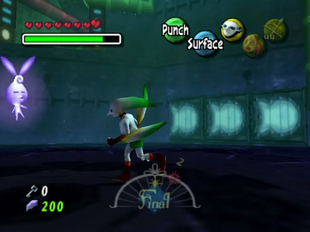 Zora Link swims in the Turbine Room with a glowing Stray Fairy nearby Zora Link swims in the Turbine Room with a glowing Stray Fairy nearby