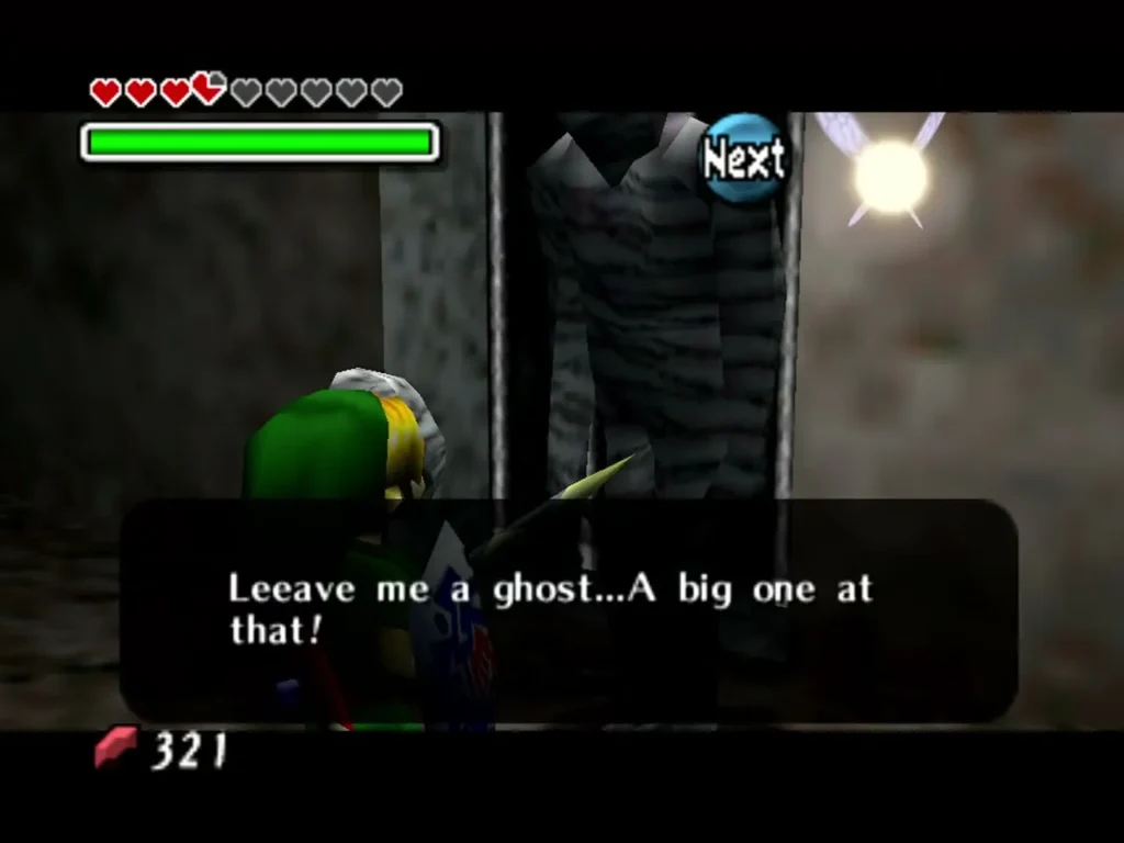 A Gibdo behind bars asks Link to leave it a ghost, a big one at that A Gibdo behind bars asks Link to leave it a ghost, a big one at that