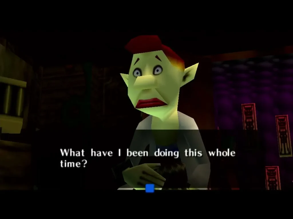 Pamela's father, a Gibdo, asks in fear what he has been doing this whole time Pamela's father, a Gibdo, asks in fear what he has been doing this whole time