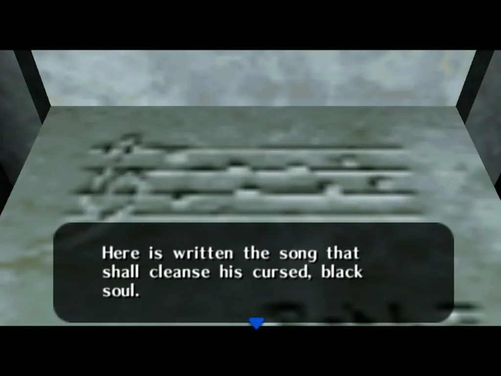 Tablet in the crypt reading Here is written the song that shall cleanse his cursed, black soul Tablet in the crypt reading Here is written the song that shall cleanse his cursed, black soul