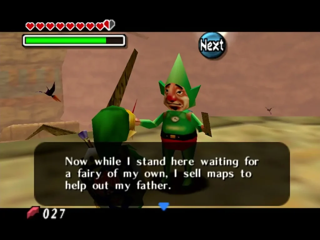 Tingle stands on the Ikana plateau and offers to sell Link his maps of the canyon Tingle stands on the Ikana plateau and offers to sell Link his maps of the canyon