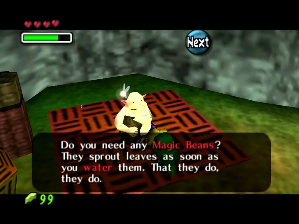 The Bean Seller explaining that Magic Beans sprout once watered