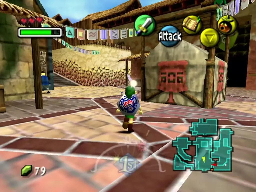 Link crossing the Clock Town plaza toward the south gate