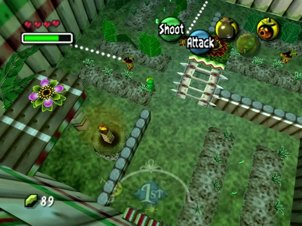Deku Link looking over the soft soil plots in the palace garden