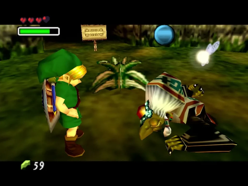 Koume lying hurt on the forest floor beside Link