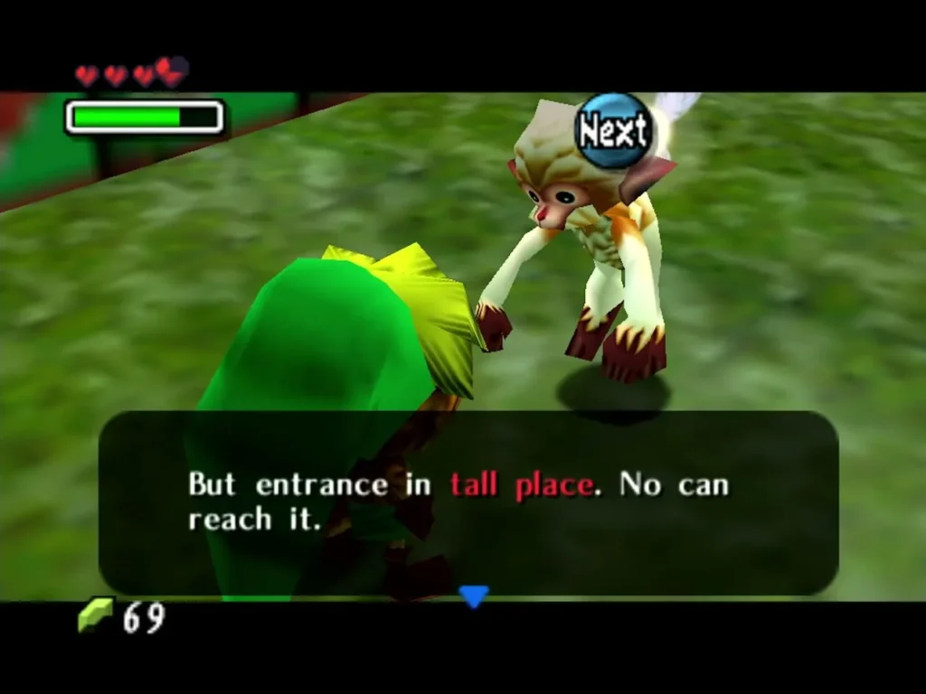 A monkey explaining the cage entrance is in a place no one can reach