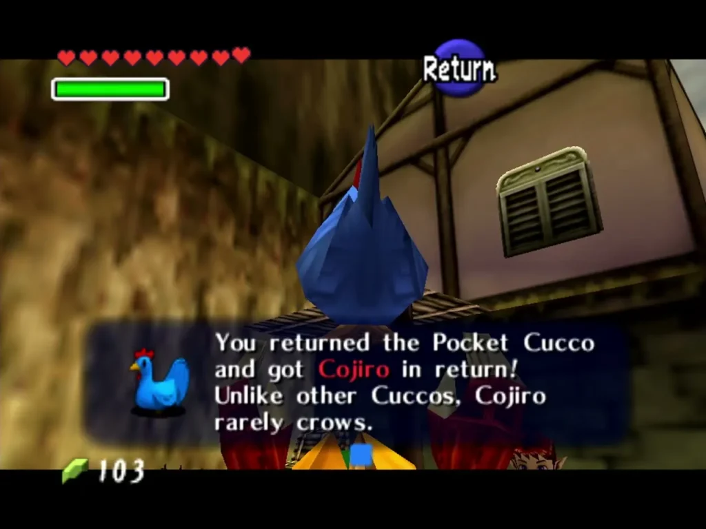 Blue Cucco Cojiro beside the message that says the Pocket Cucco was returned for Cojiro Blue Cucco Cojiro beside the message that says the Pocket Cucco was returned for Cojiro