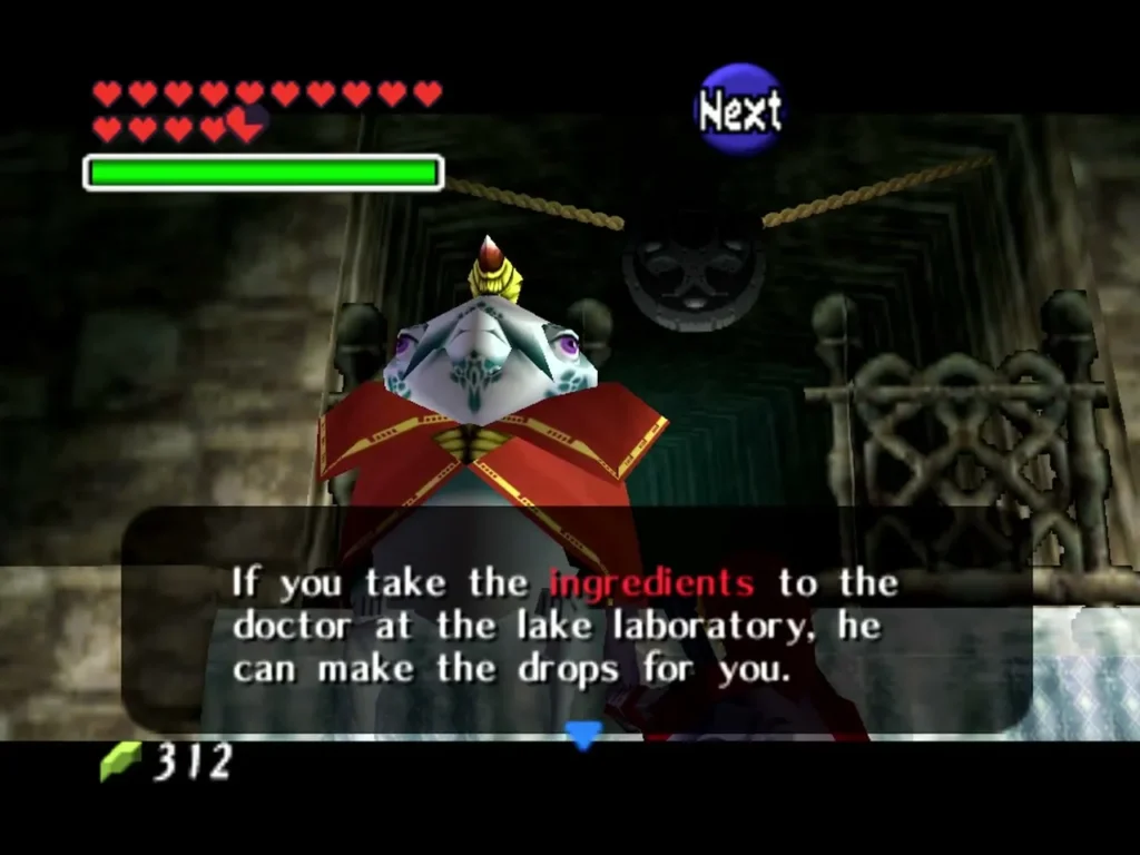King Zora giving Link instructions about the ingredients for the drops King Zora giving Link instructions about the ingredients for the drops