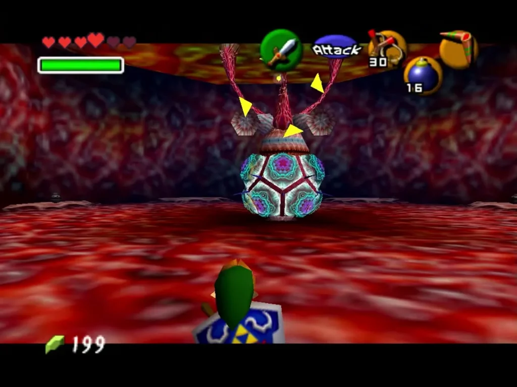 Barinade hanging from the Jabu-Jabu's Belly ceiling, ringed by orbiting jellyfish