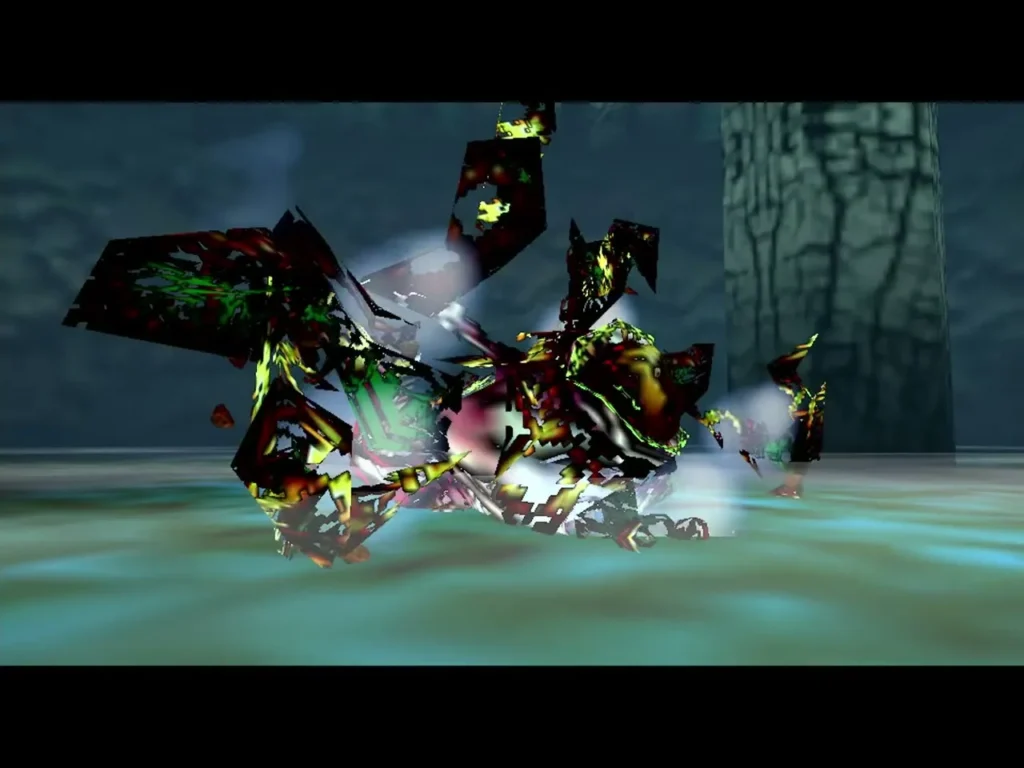 Gohma's body breaking apart into pieces after its final hit