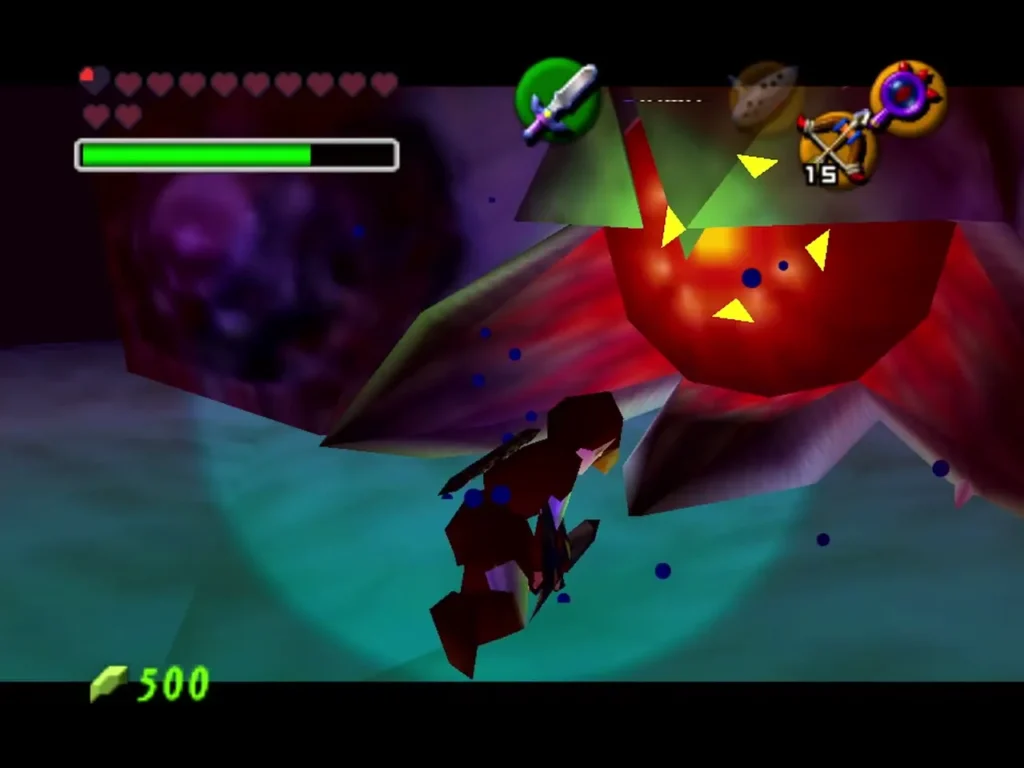 Link slashing at Bongo Bongo's red eye during the final hits