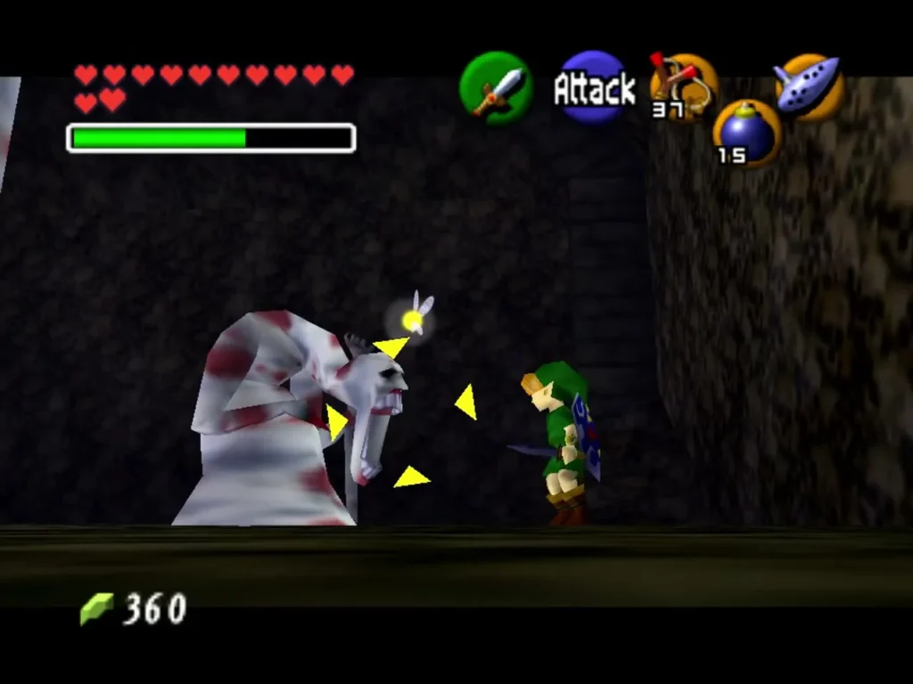 Link attacking the head of Dead Hand while its pale arms swing around