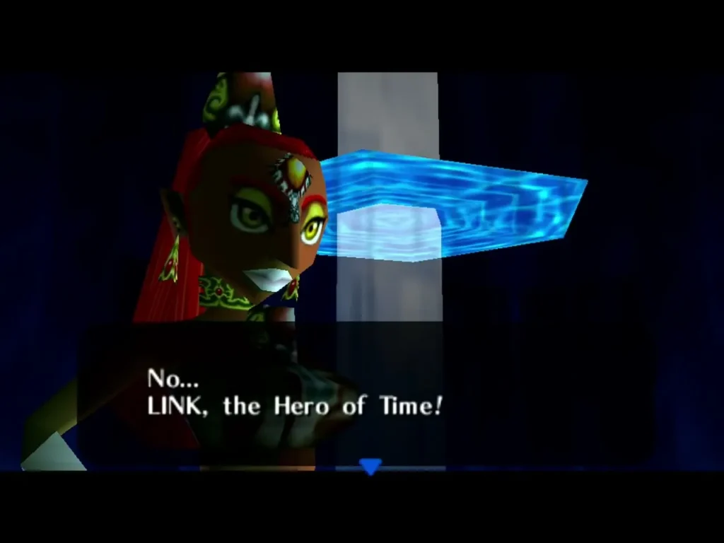 Nabooru speaking to Link before she gives him the Spirit Medallion