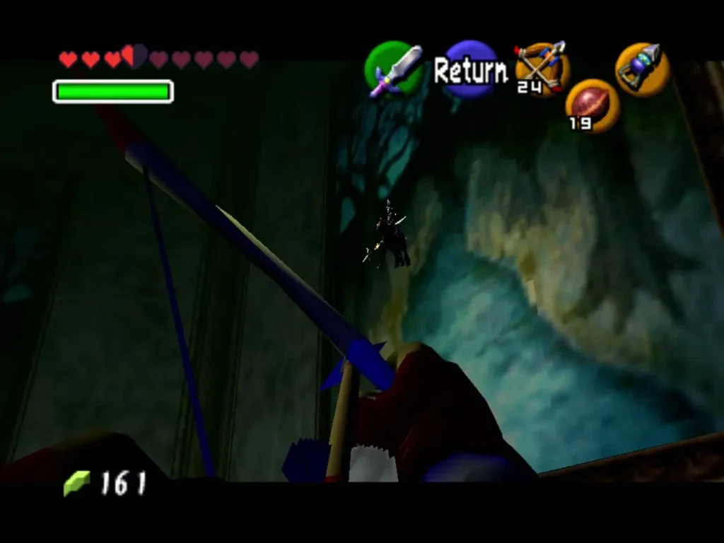 Link drawing the Fairy Bow at a painting in first person