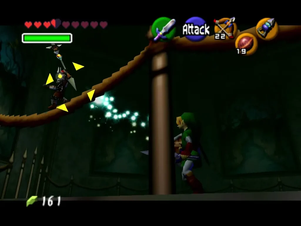 Link jumping in to strike Phantom Ganon with his sword