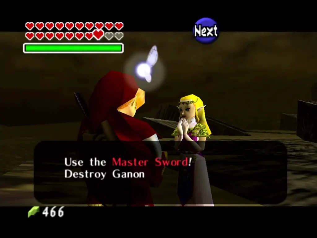 Zelda tells Link to use the Master Sword to destroy Ganon