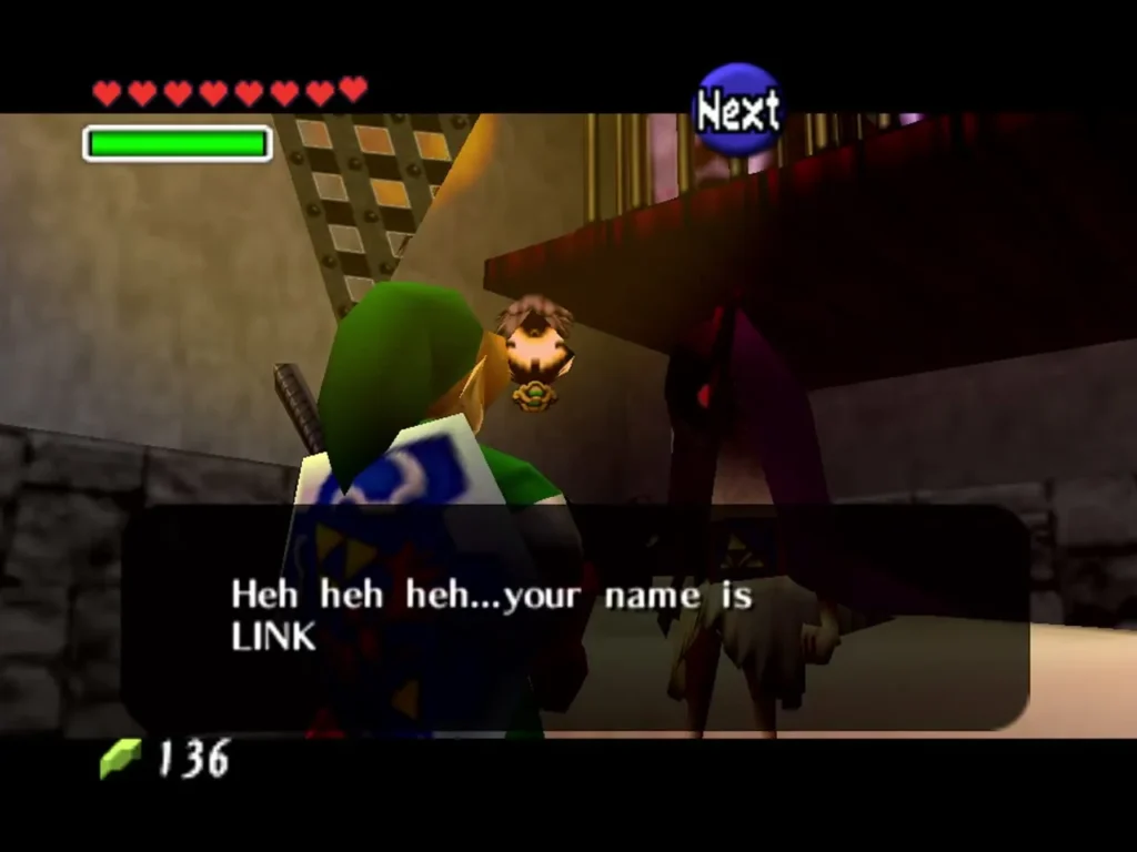 The Poe Collector in the Ghost Shop speaking to Link about his name The Poe Collector in the Ghost Shop speaking to Link about his name