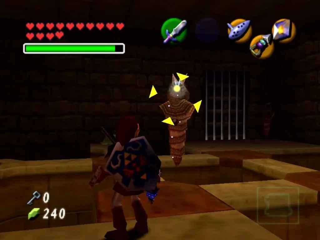 Anubis enemy targeted by Link in a Spirit Temple hall