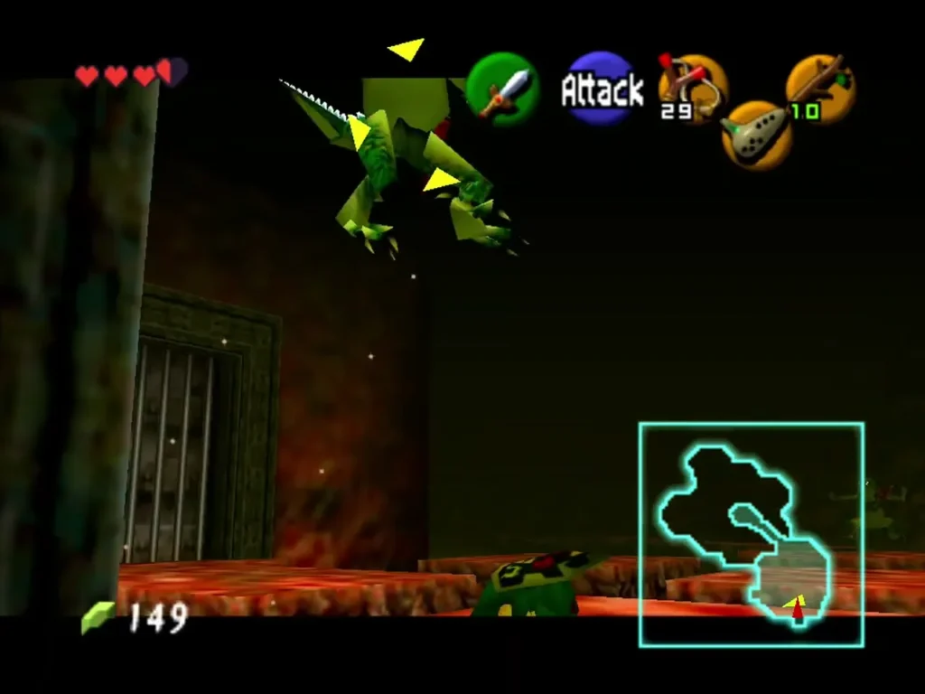 Lizalfos lizard leaping in the lava arena