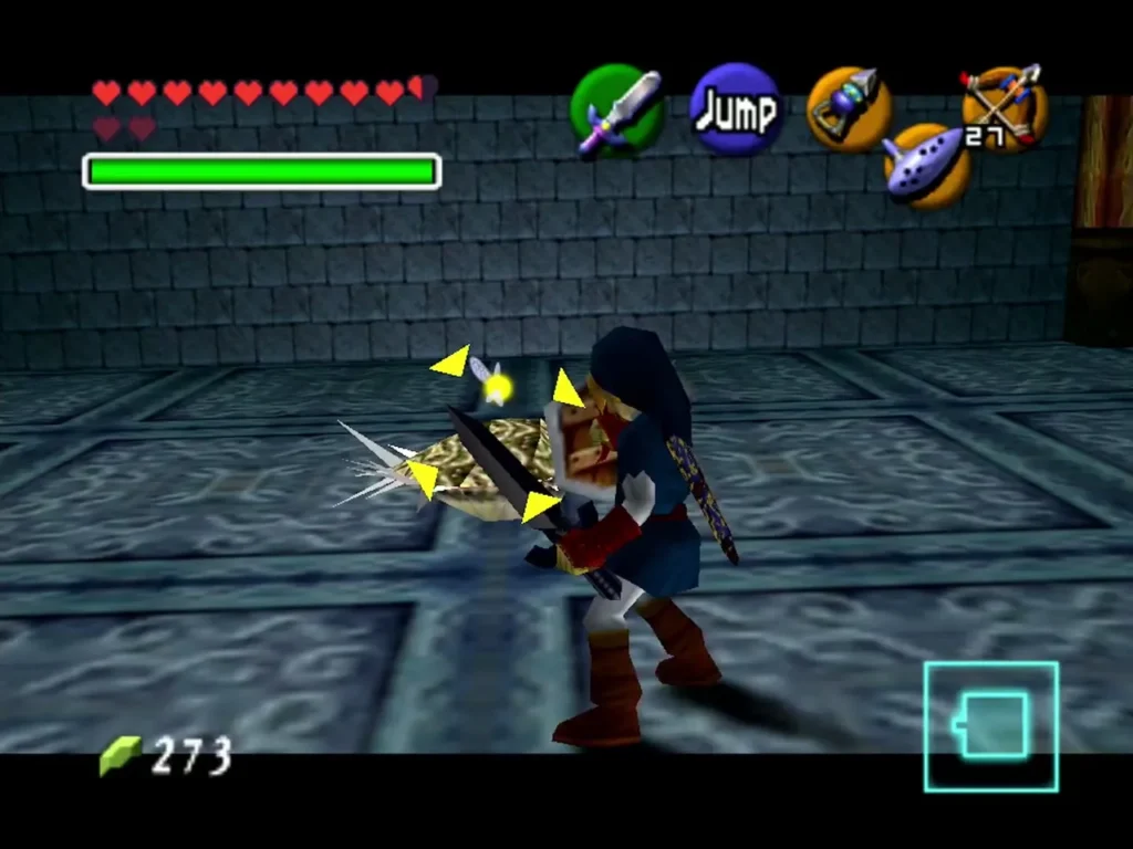 Link slashing a Shell Blade with its mouth open in the Water Temple