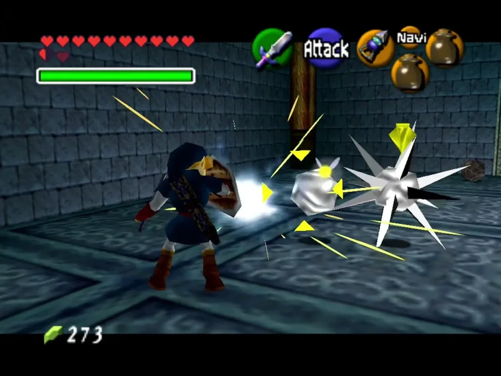 Link walking past several Spike enemies on a dungeon floor