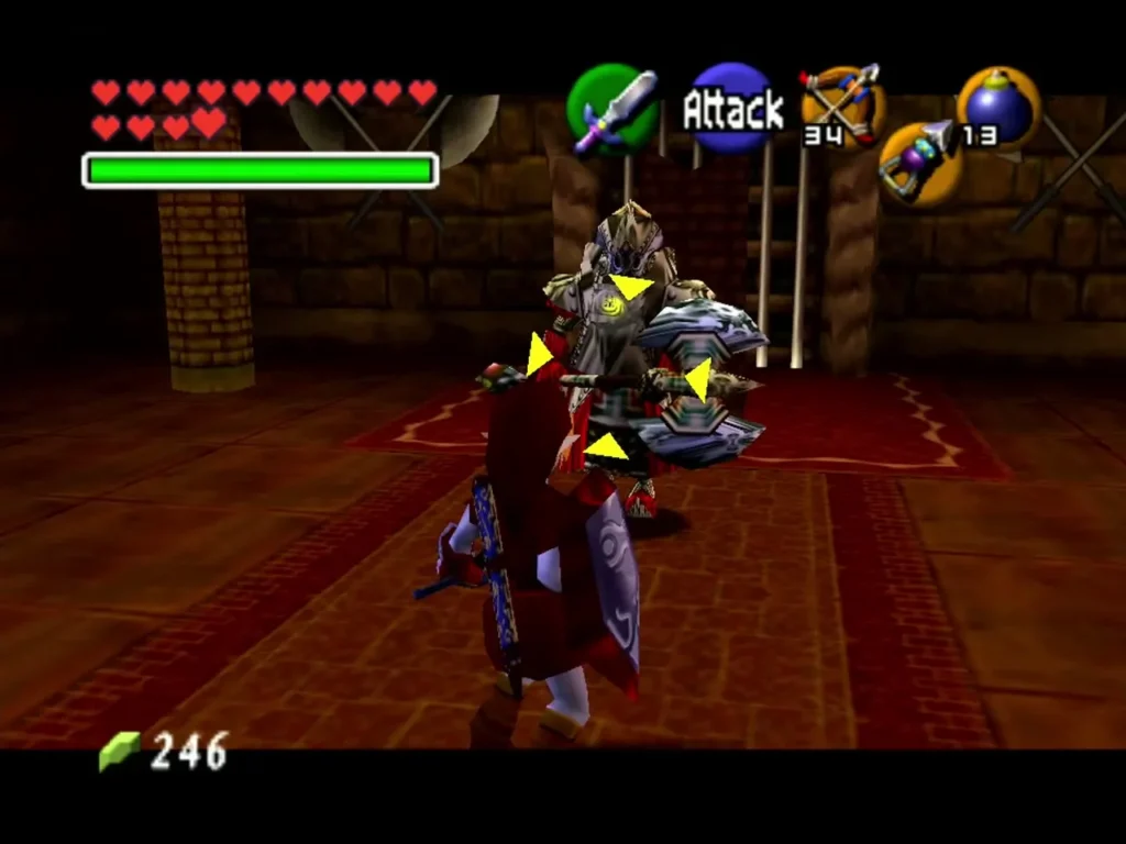 Link facing an armoured knight with an axe in the Spirit Temple