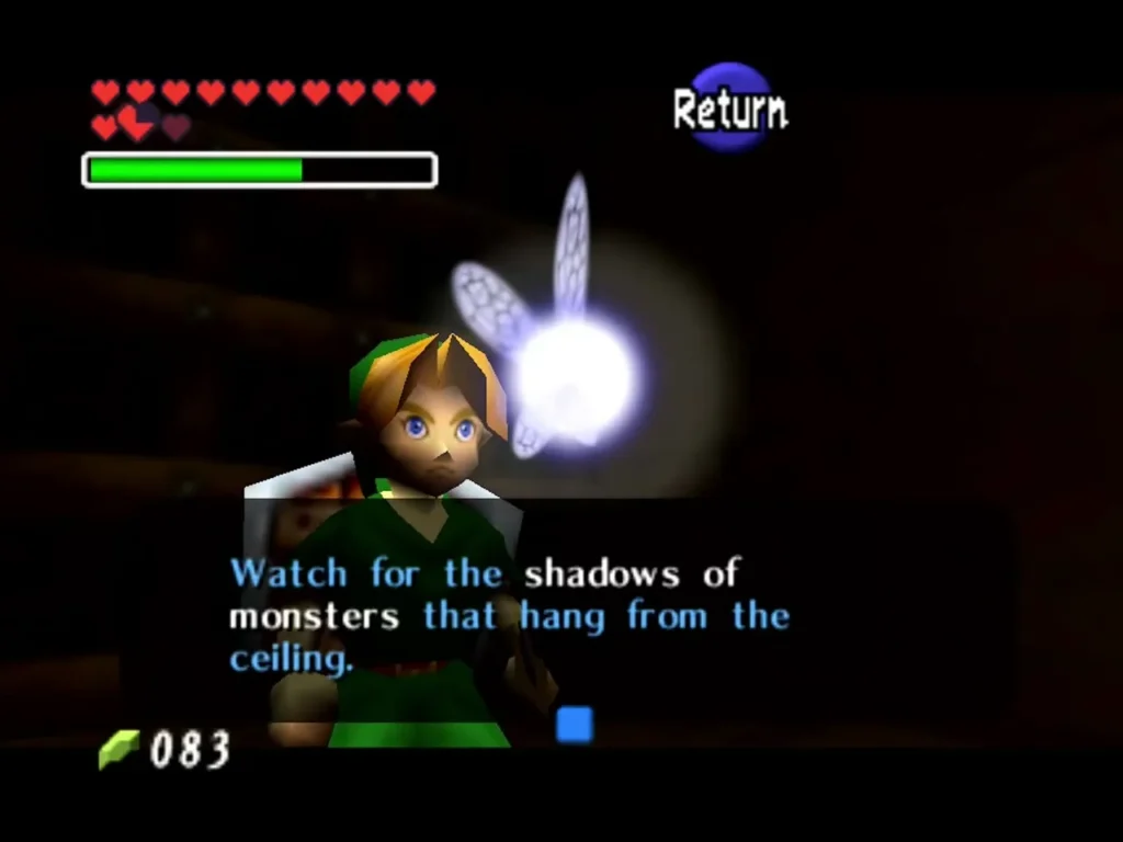 Navi's box warning Link to watch for the shadows of monsters that hang from the ceiling