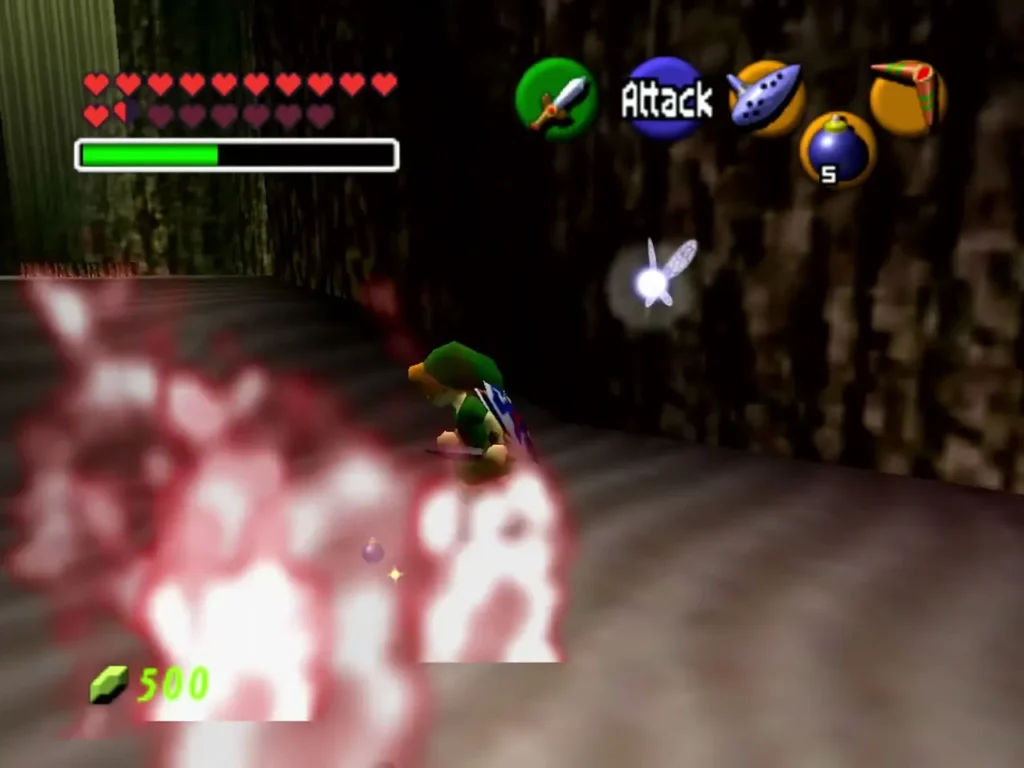 Skulltula on the floor of a cobwebbed room with Link