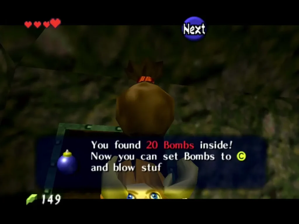 Bomb Bag item box telling Link there are 20 Bombs inside Bomb Bag item box telling Link there are 20 Bombs inside