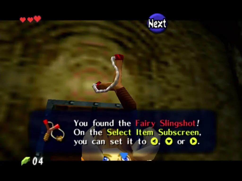 Fairy Slingshot item box explaining it can be set on the Select Item Subscreen Fairy Slingshot item box explaining it can be set on the Select Item Subscreen