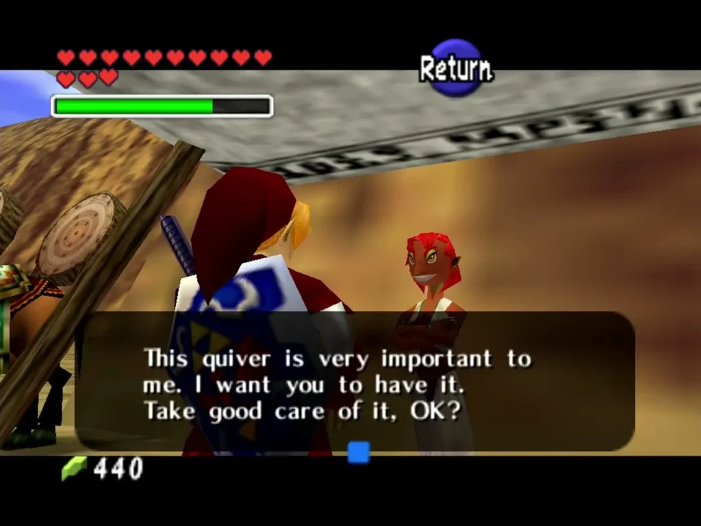 The Gerudo gate guard telling Link the quiver is very important to him The Gerudo gate guard telling Link the quiver is very important to him