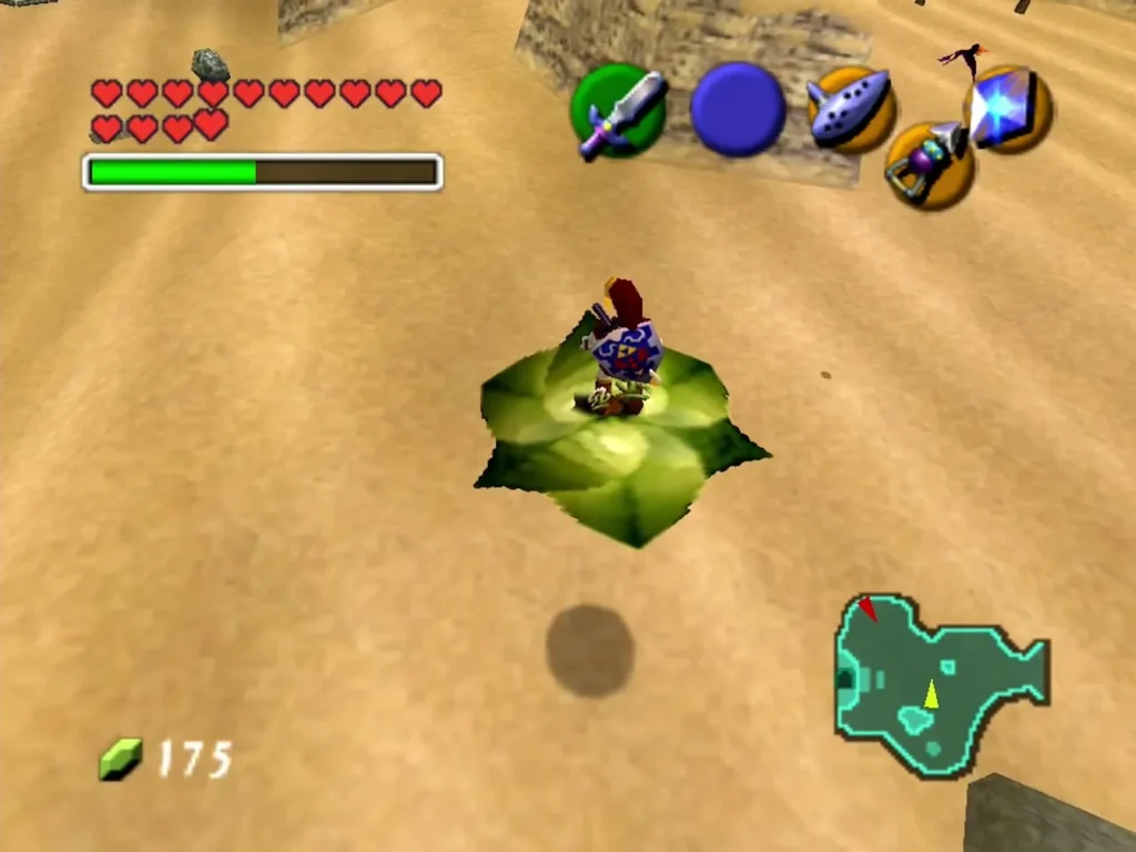 Link riding a grown Magic Bean plant across the Desert Colossus Link riding a grown Magic Bean plant across the Desert Colossus