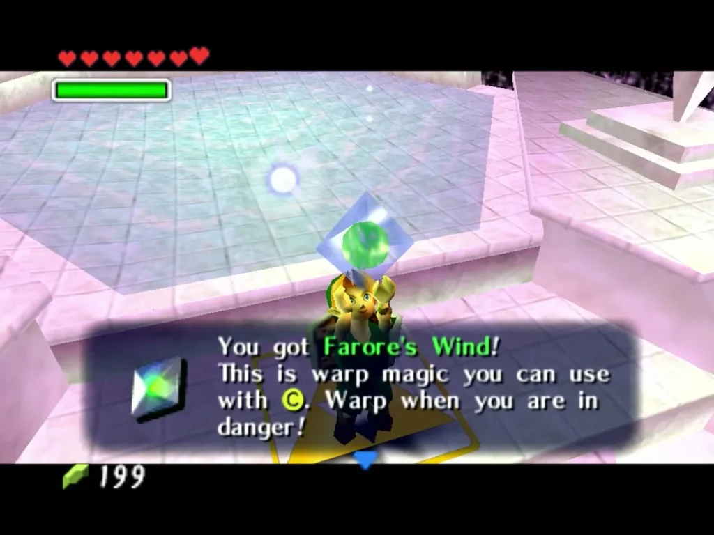Farore's Wind held up with the full You got Farore's Wind message Farore's Wind held up with the full You got Farore's Wind message